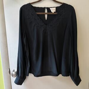 Sézane black Juliette blouse 100% silk US 8